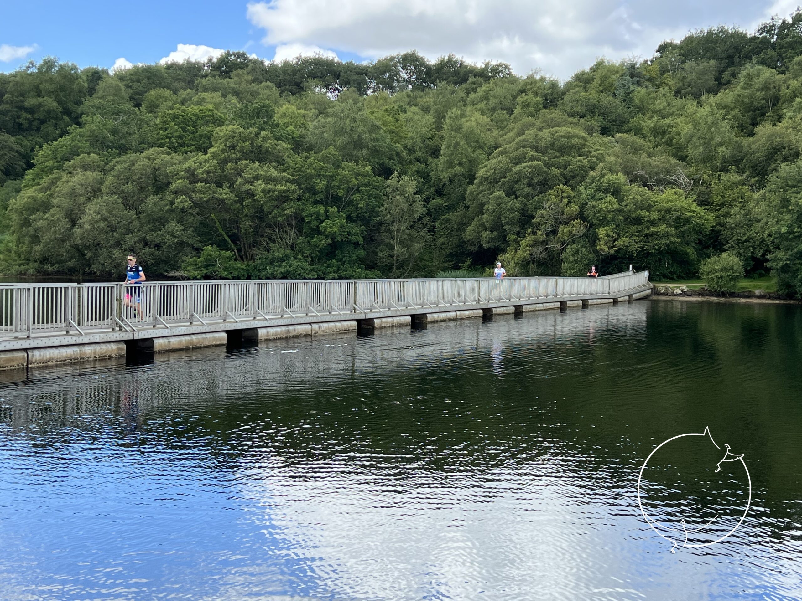 The floating bridge over the lac du Drennec in Brittany near Kergudon Gites