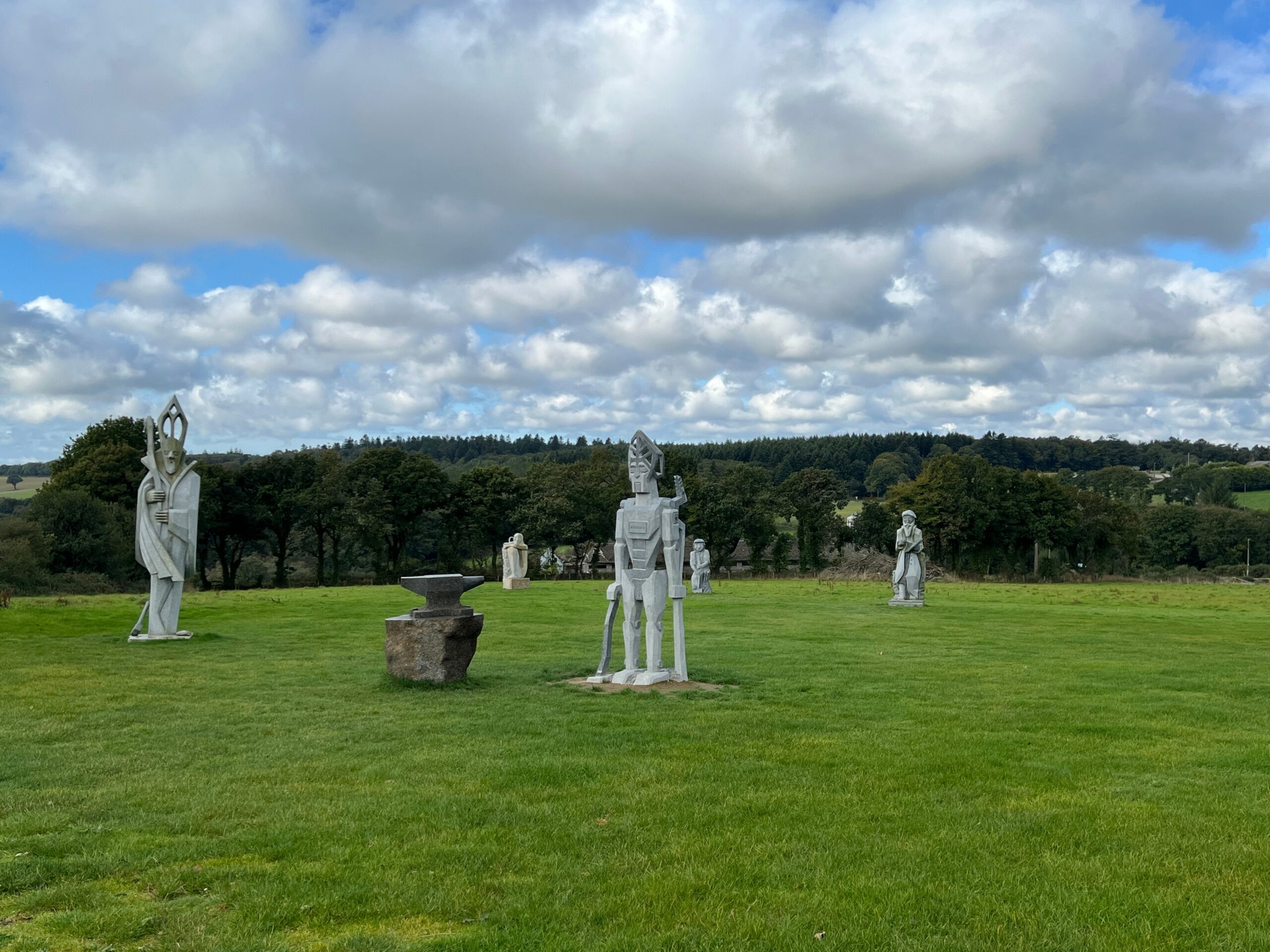 Statues and granite sculptures at the Valée Des Saints centre in Brittany France