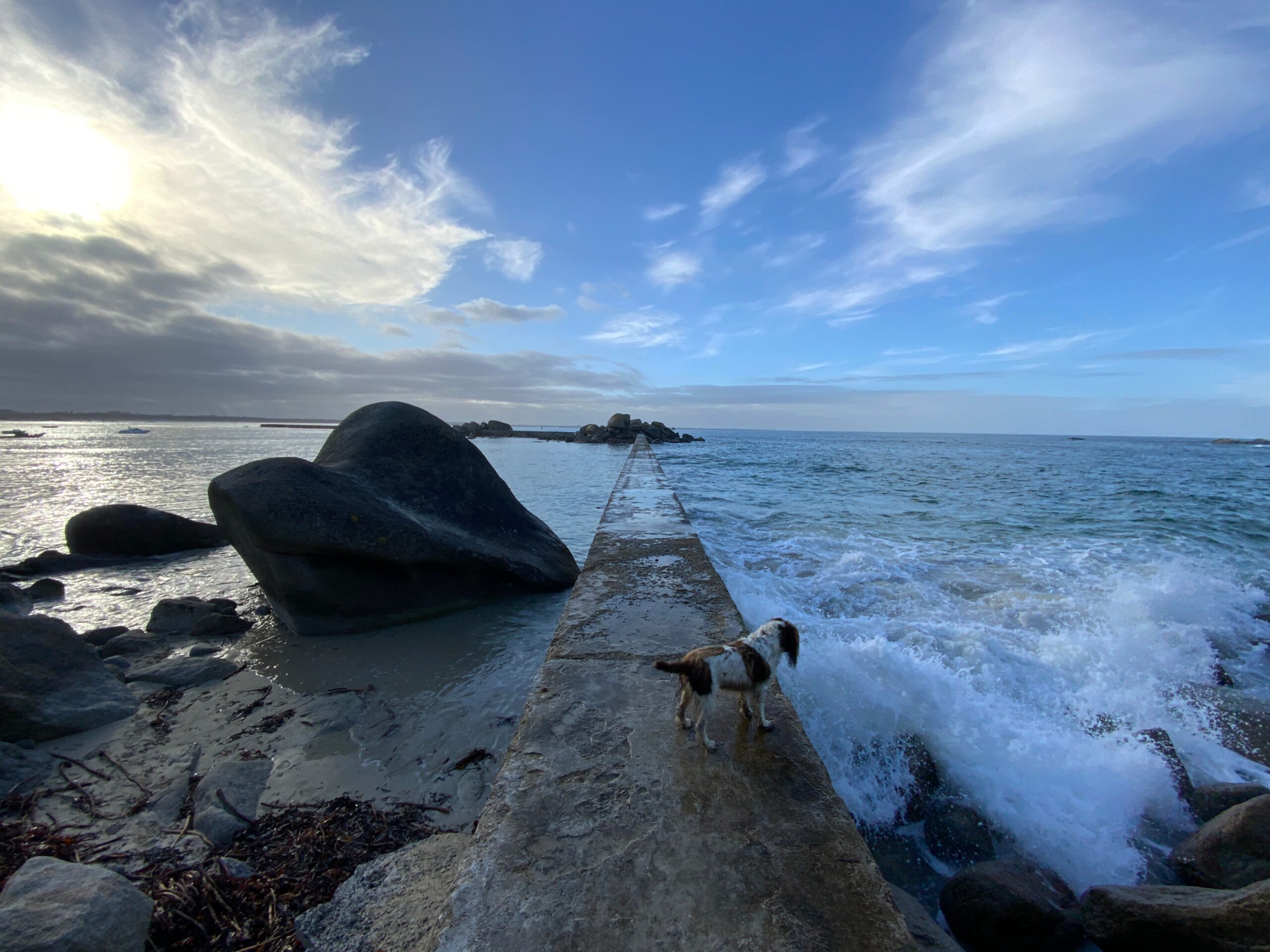 Quiet sandy beach on the Brittany coast during winter near Kergudon holiday cottages