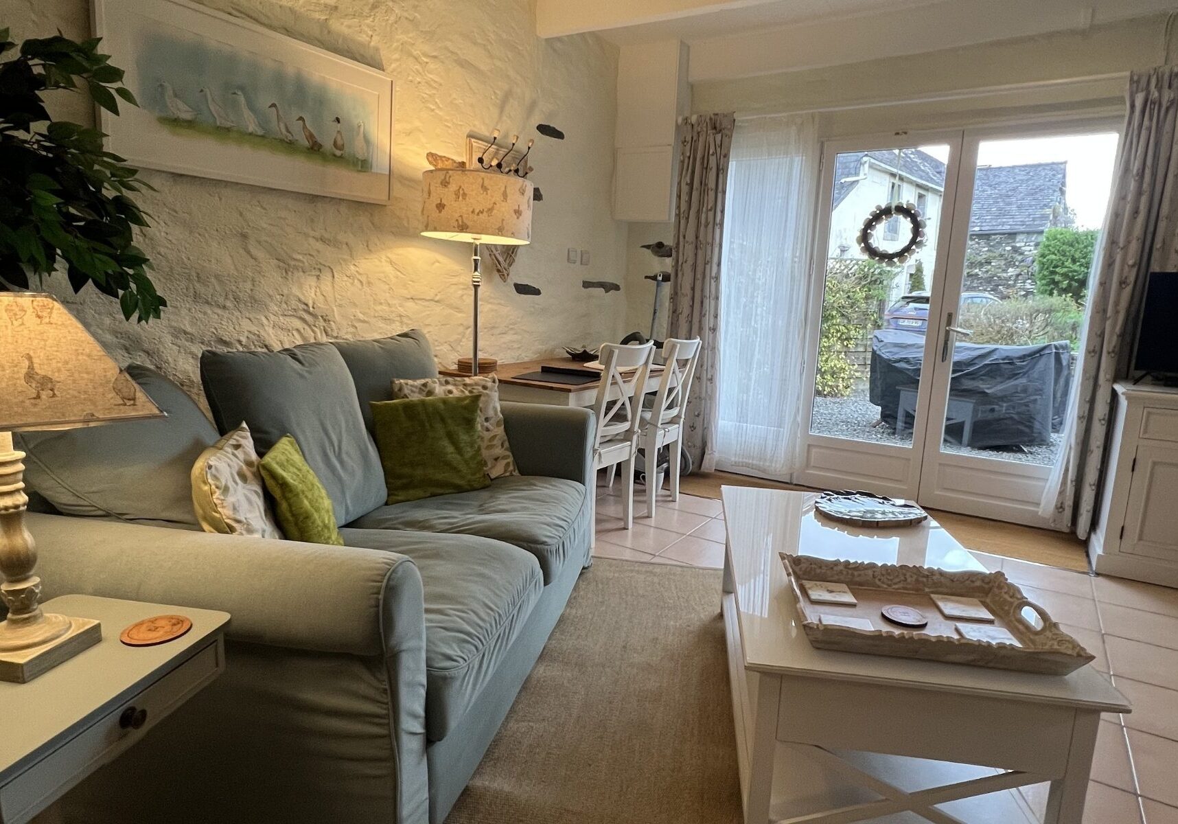 Hayloft Coulpes Gite at Kergudon, self-catering holiday cottage for couples in Finistère, Brittany with shared heated swimming pool.